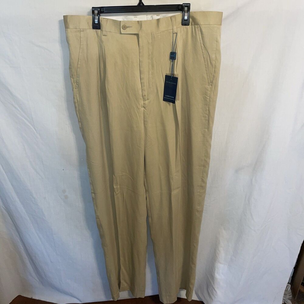 Lorenier Men’s Chino Pants Size 40x36 Beige Silk Going Out Party Golf Outdoors